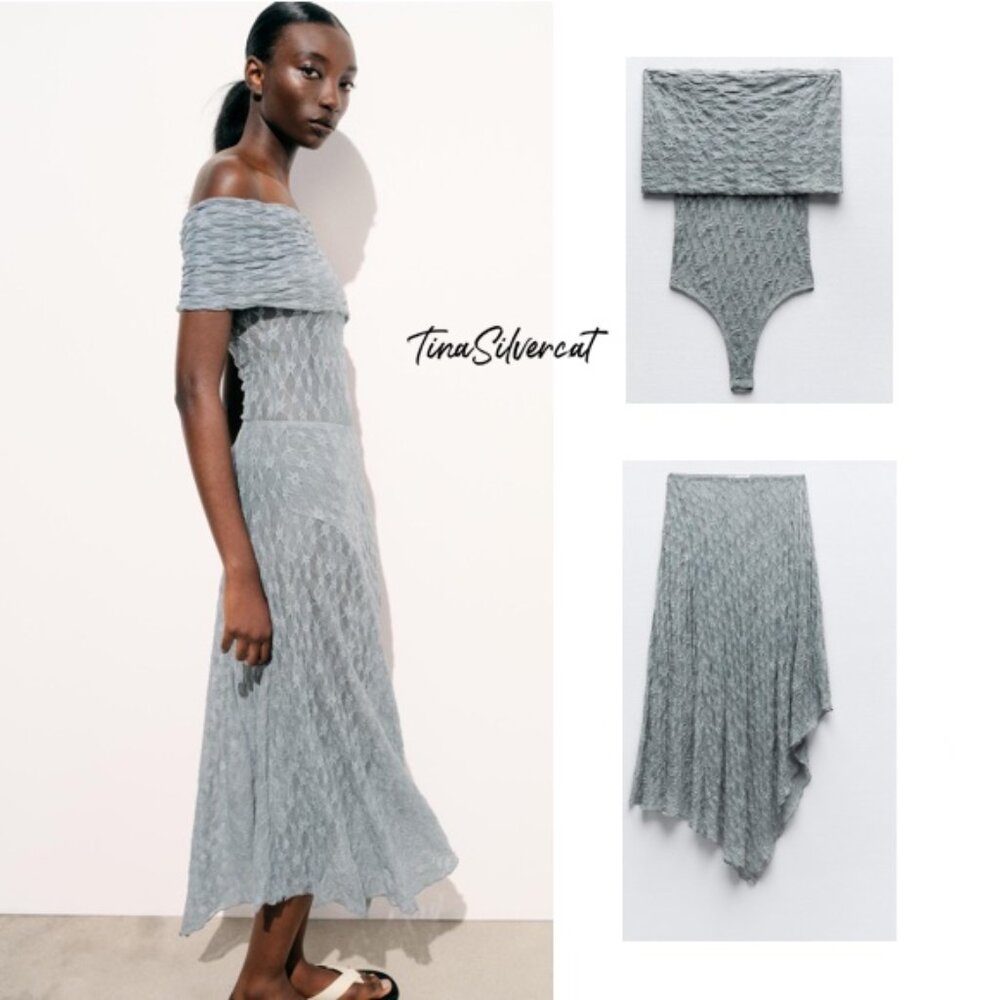 Zara 2 Piece Lace Skirt And Off The Shoulder Lace Bodysuit NWT - Picture 16 of 16